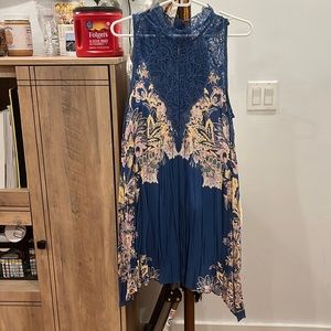 Lace top blue dress
